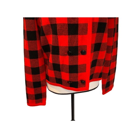 J. Crew Sweater Jacket Plaid Red Black - Picture 8 of 13